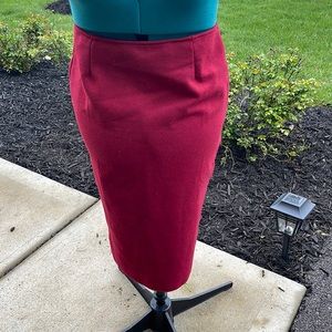 Burgundy fleece contour pencil skirt
